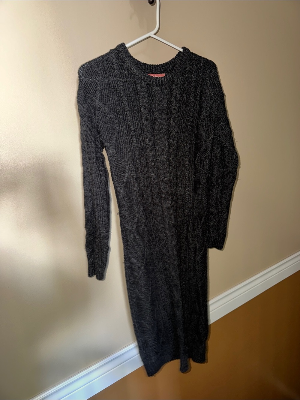 Women’s Charcoal Cable-Knit Sweater Dress